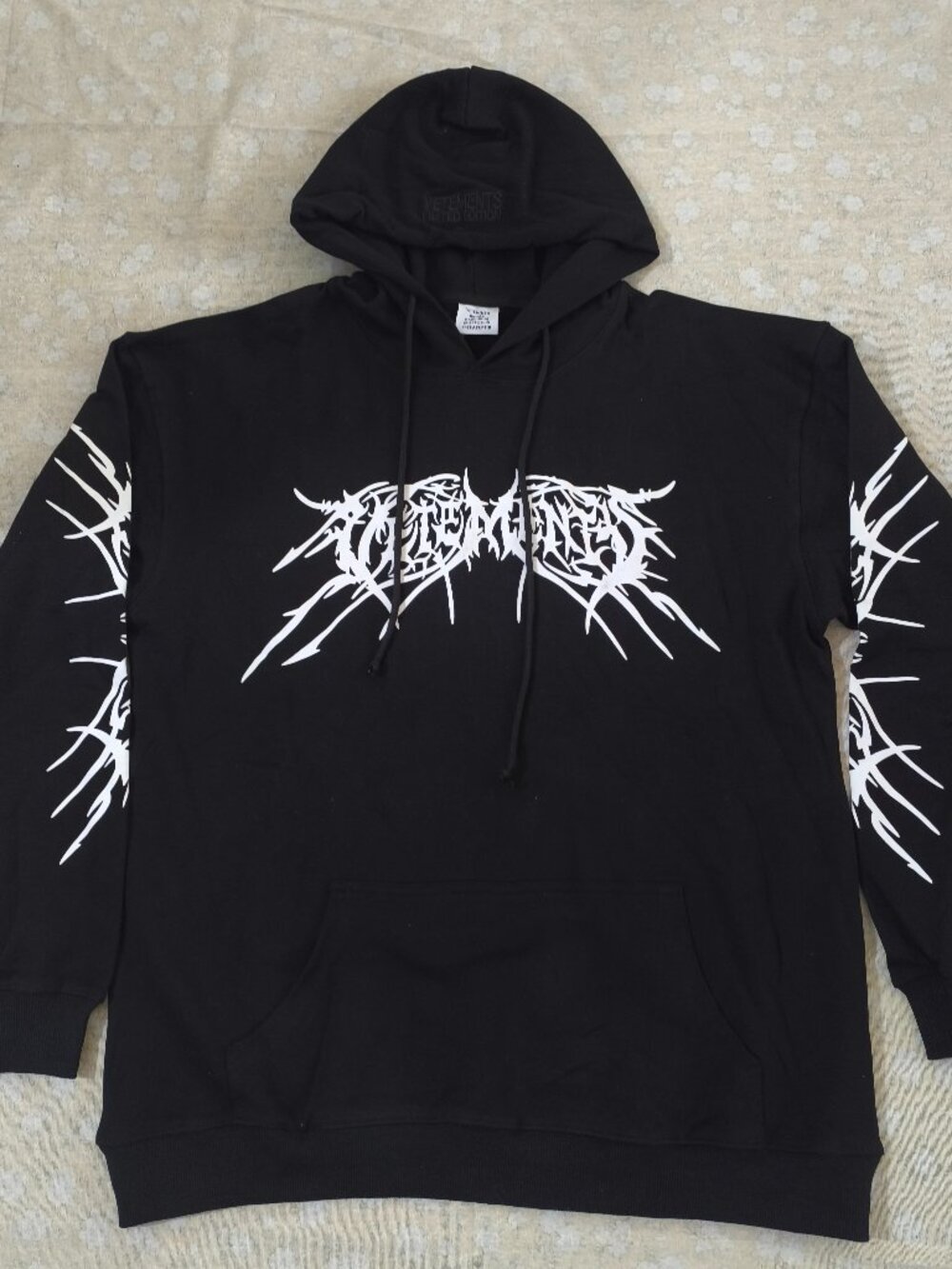 Vetements Printed Black Oversized Hooded Sweatshirt
